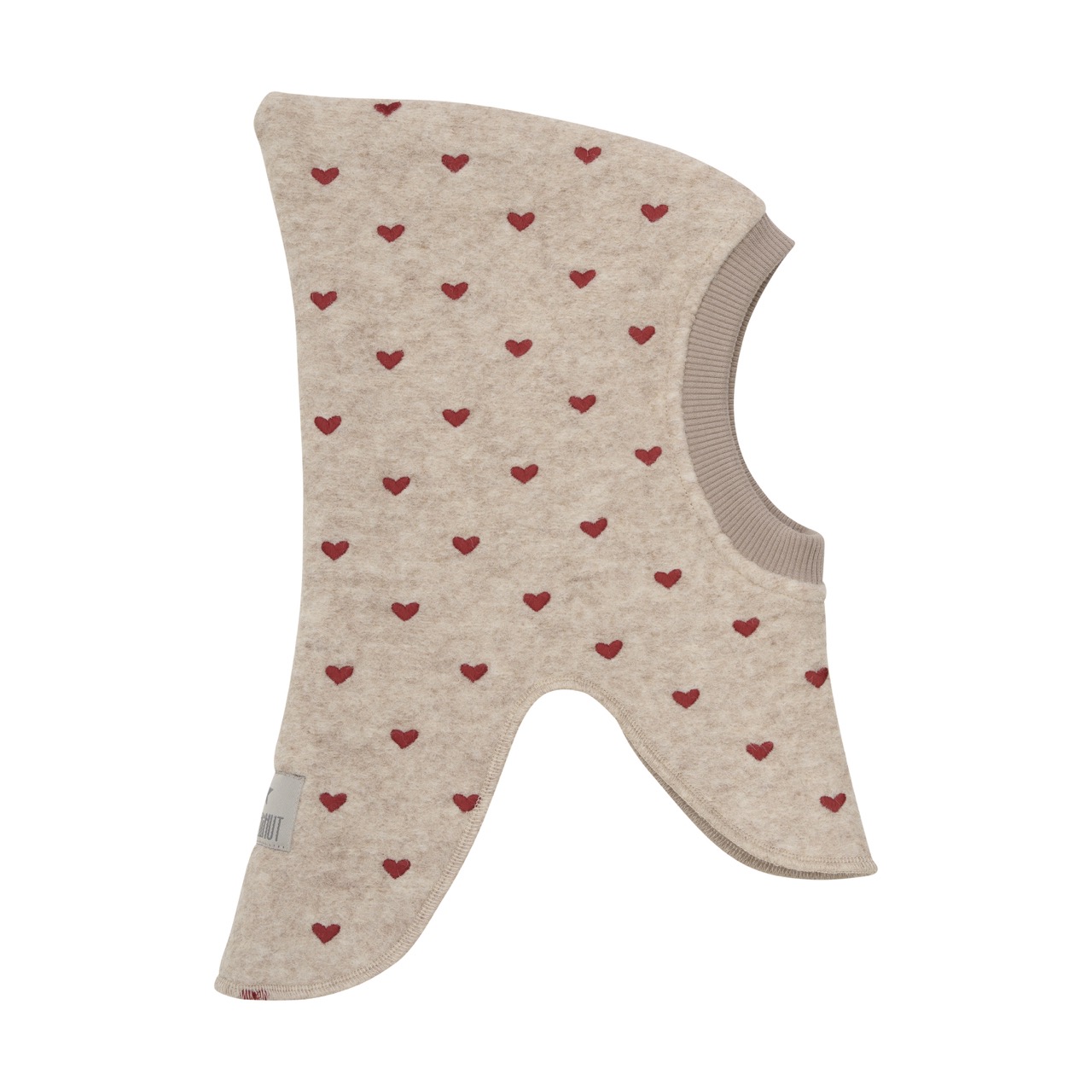 Huttelihut | Balaclava Hearts Emb. Wool - Sand Melange - 50\12-24M
