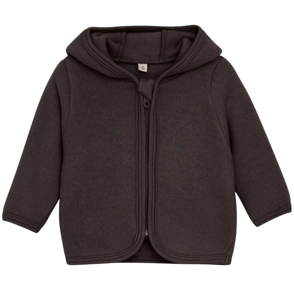 Huttelihut | Jacke Ears Woo Merinowolle l Fleece - Raisin - 98