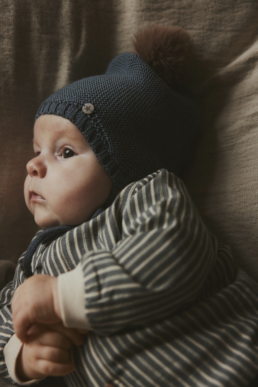 Huttelihut | Mütze Wool Knit w. Pompom - Stormy Weather - 62\68