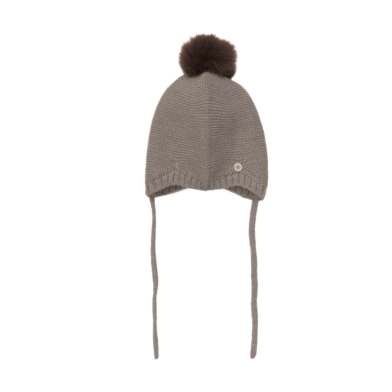 Huttelithut | Mütze Wool Knit Pompom - Brown Melange - 62\68