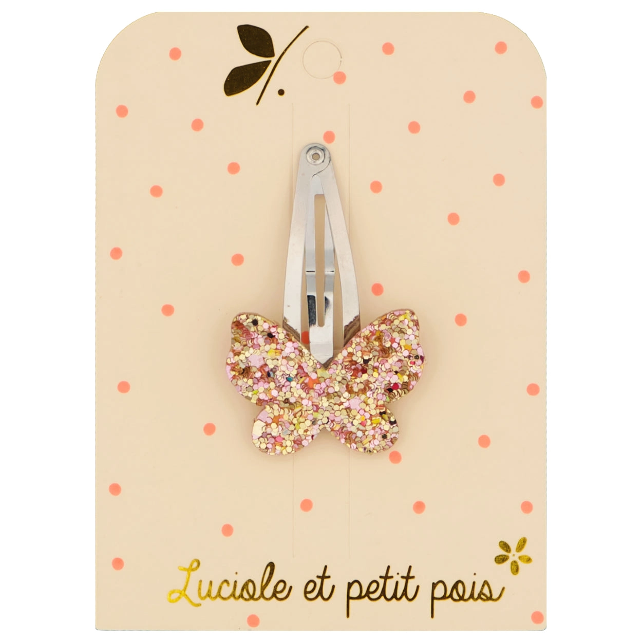 Luciole et Petit Pois | Haarspange Rosafarbener Schmetterling