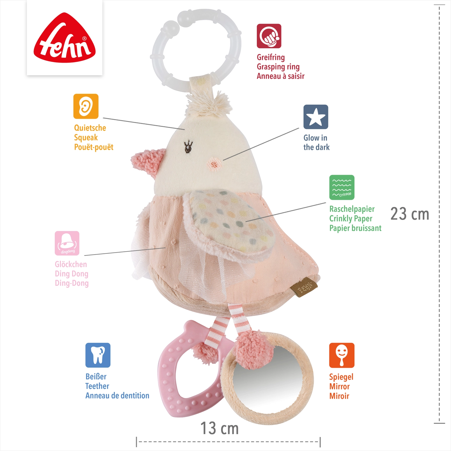 Fehn | Activity-Vogel - Motorikspielzeug zum Aufhängen