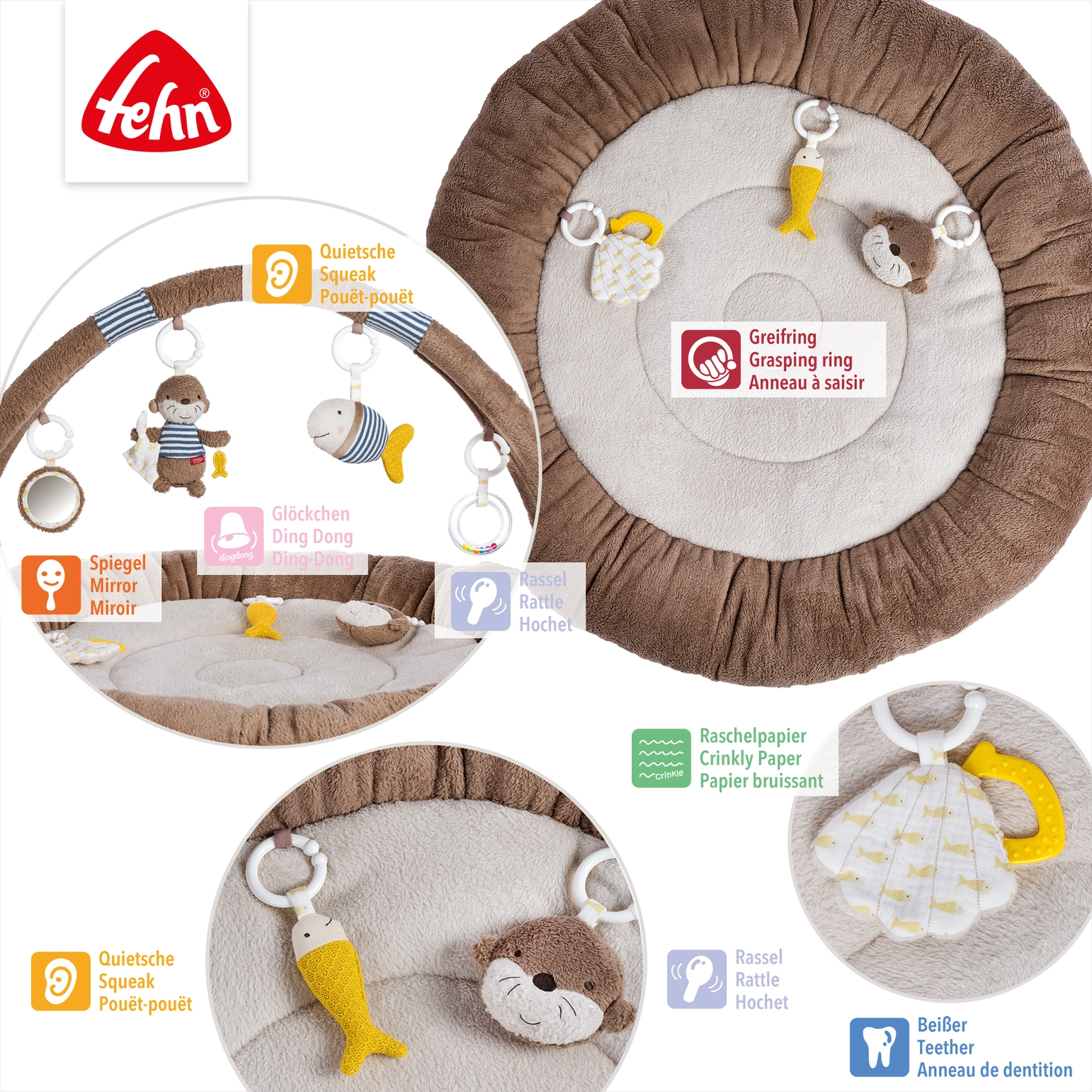 Fehn | 3-D-Activity-Nest Otter - Spielbogen mit Spielzeugen
